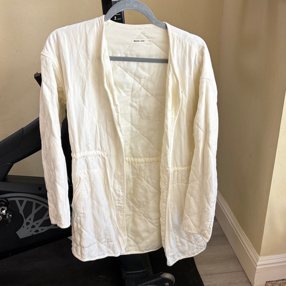 Marine Layer Light Yellow Quilted Utility Jacket